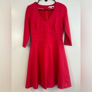 Boden Bryony Ponte Smart Day Coral Red Fit & Flare Dress Size 8 Petite